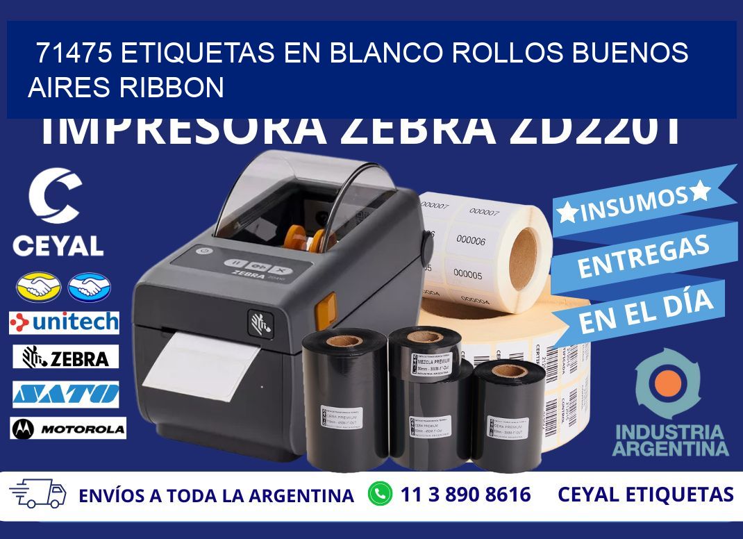 71475 ETIQUETAS EN BLANCO ROLLOS BUENOS AIRES RIBBON