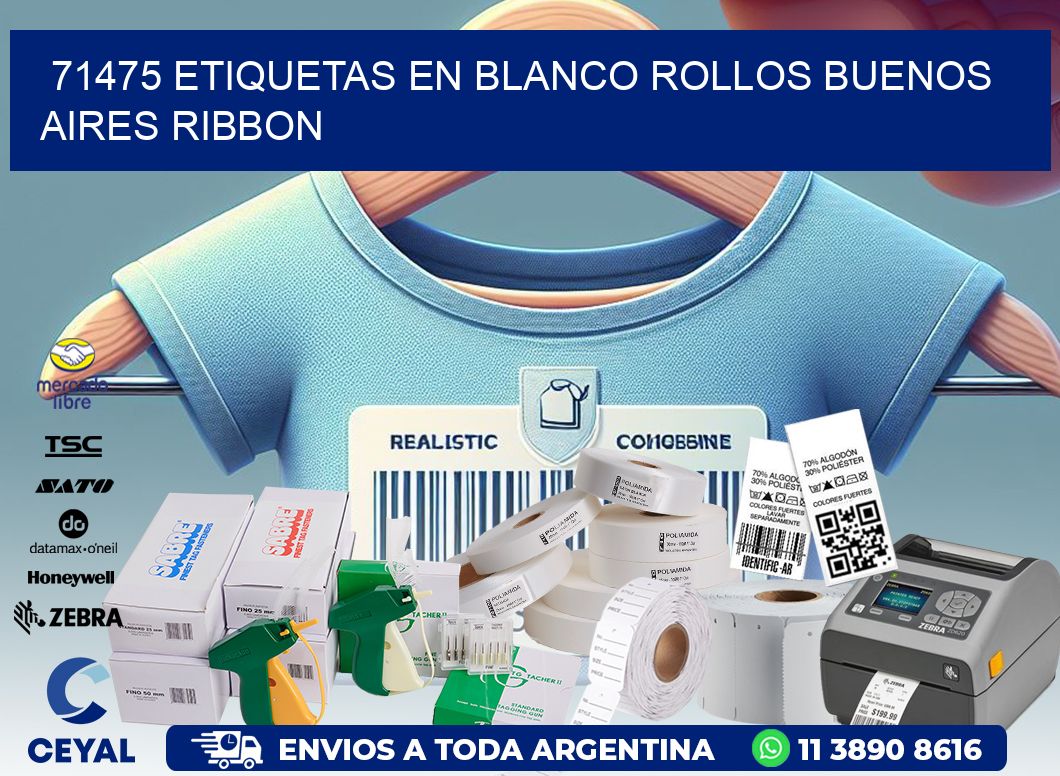 71475 ETIQUETAS EN BLANCO ROLLOS BUENOS AIRES RIBBON