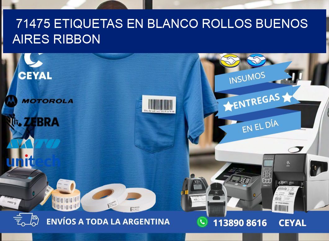 71475 ETIQUETAS EN BLANCO ROLLOS BUENOS AIRES RIBBON