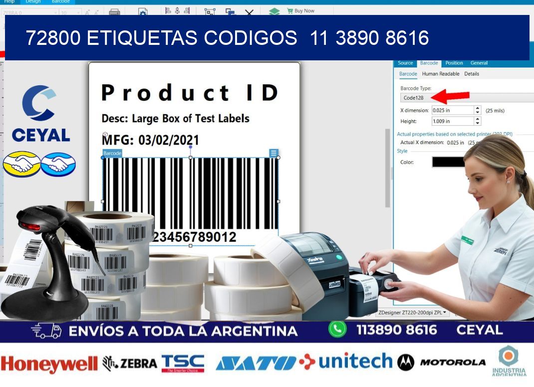 72800 ETIQUETAS CODIGOS  11 3890 8616