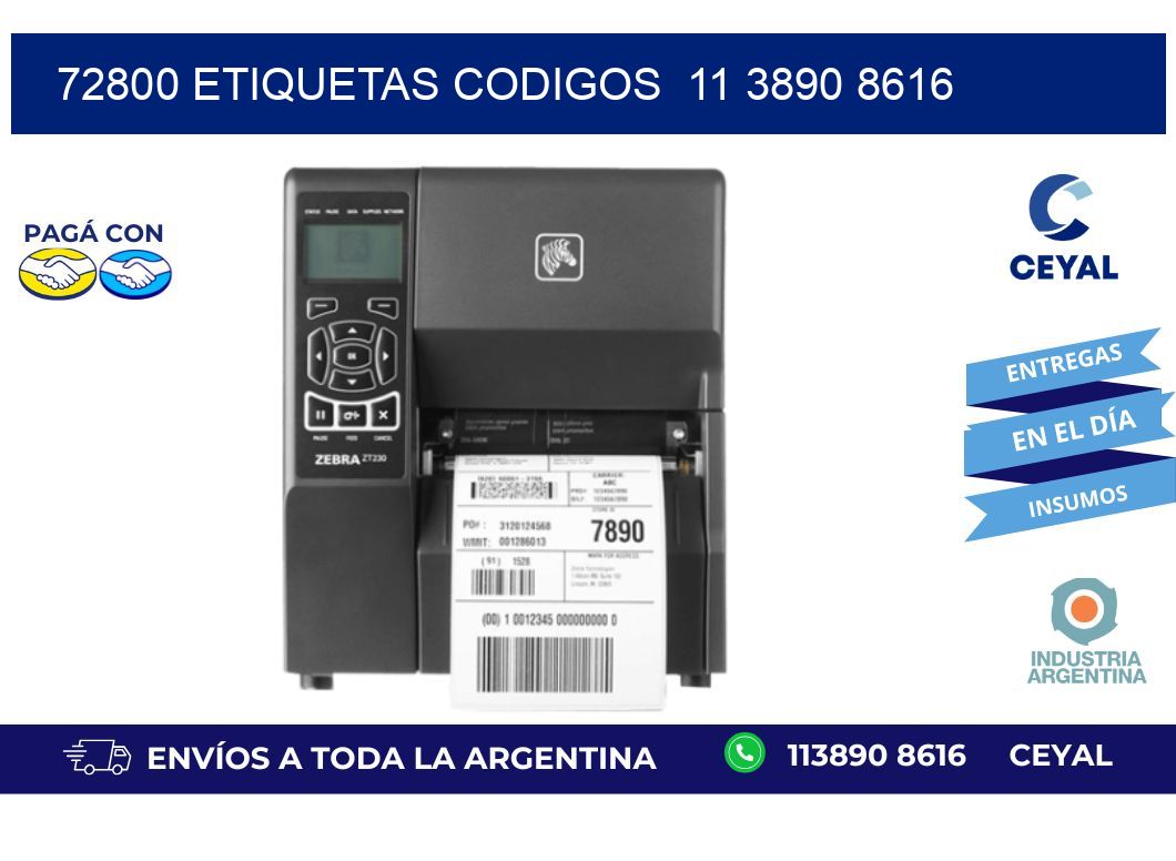 72800 ETIQUETAS CODIGOS  11 3890 8616