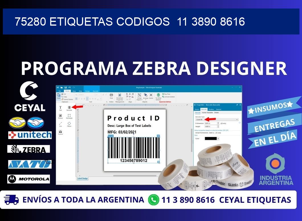 75280 ETIQUETAS CODIGOS  11 3890 8616