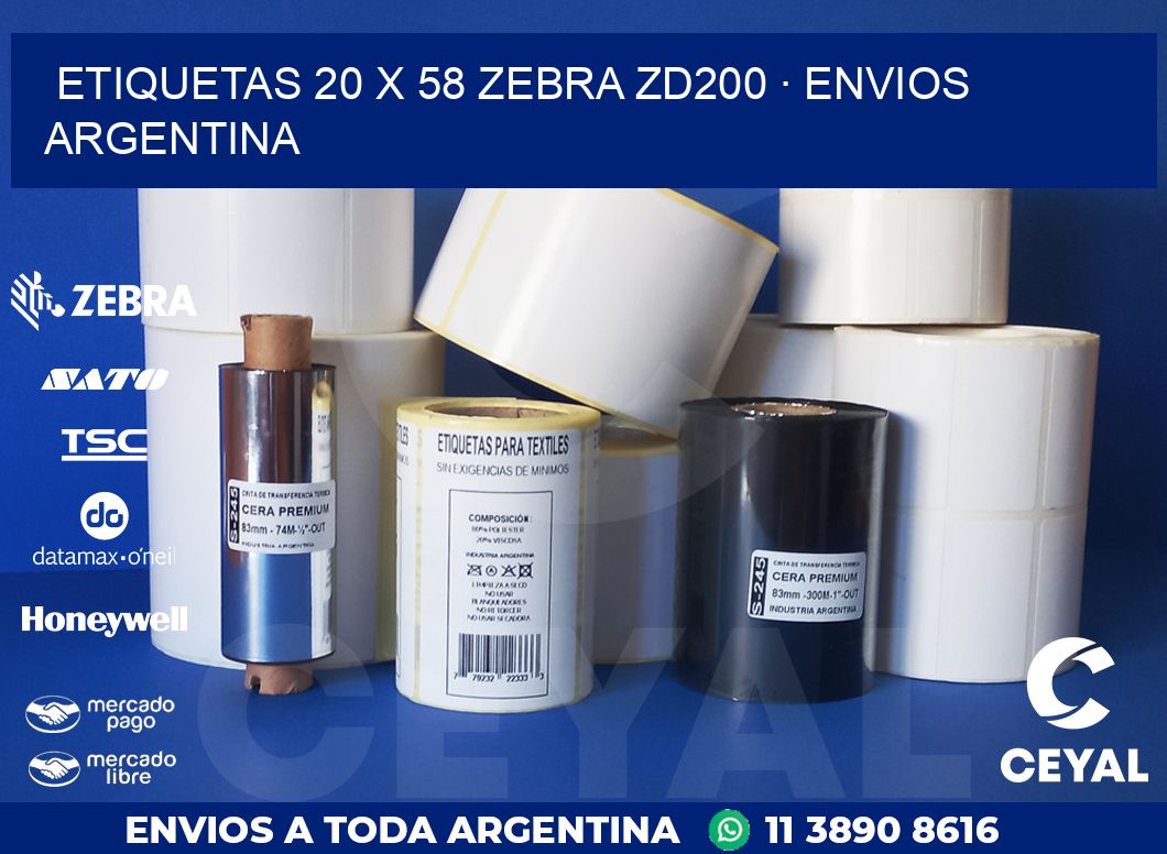 ETIQUETAS 20 x 58 ZEBRA ZD200 · ENVIOS ARGENTINA