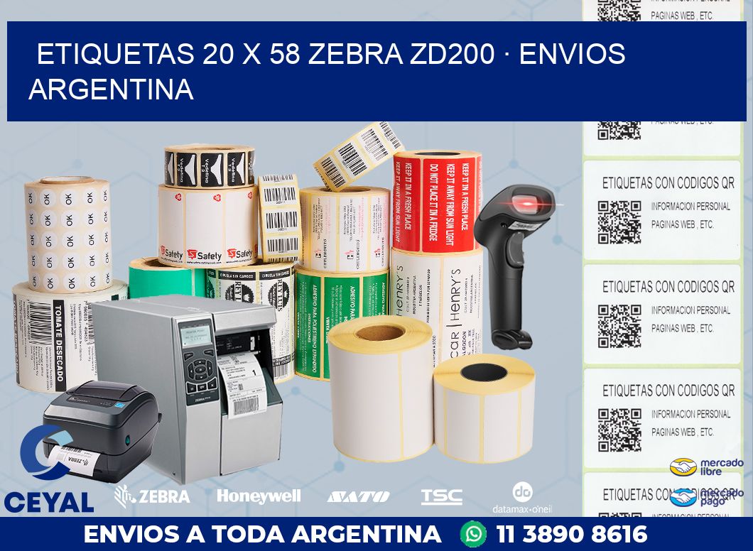 ETIQUETAS 20 x 58 ZEBRA ZD200 · ENVIOS ARGENTINA