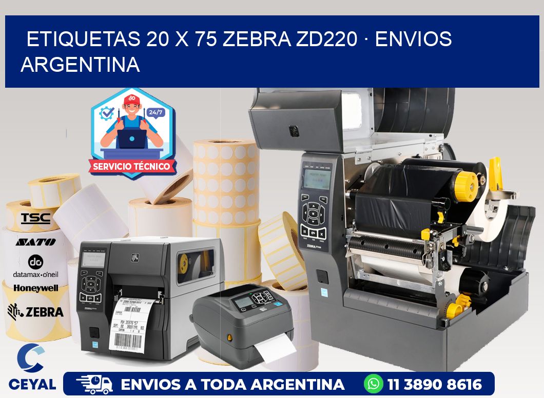 ETIQUETAS 20 x 75 ZEBRA ZD220 · ENVIOS ARGENTINA