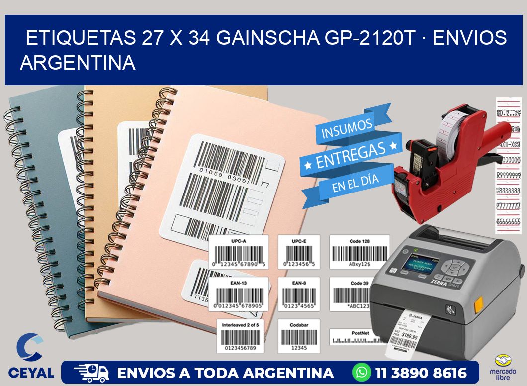 ETIQUETAS 27 x 34 GAINSCHA GP-2120T · ENVIOS ARGENTINA