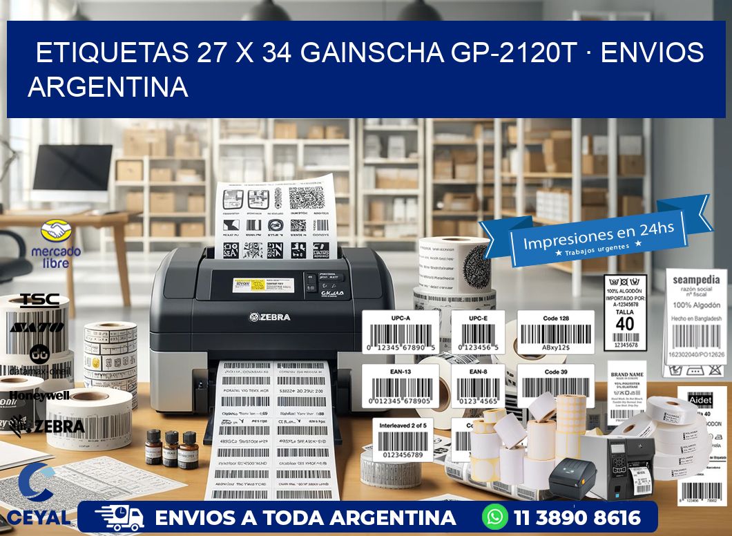 ETIQUETAS 27 x 34 GAINSCHA GP-2120T · ENVIOS ARGENTINA