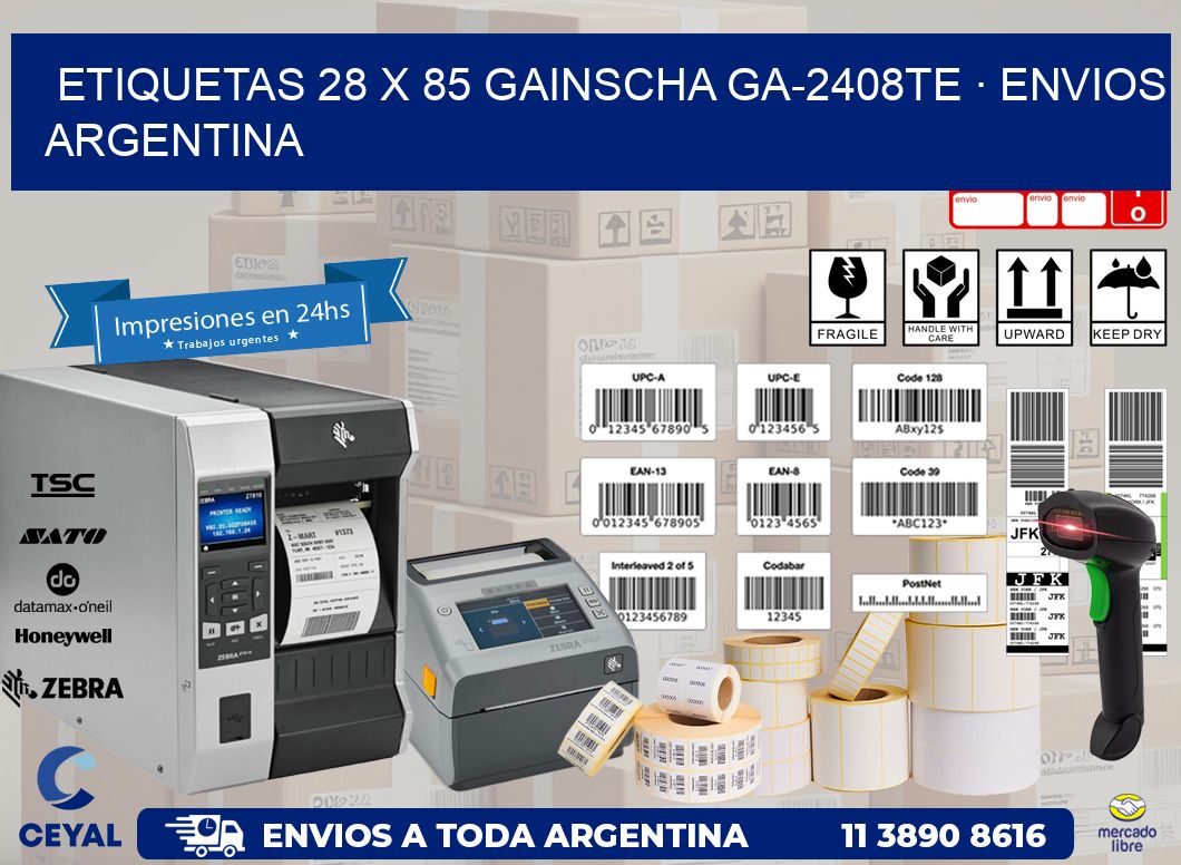 ETIQUETAS 28 x 85 GAINSCHA GA-2408TE · ENVIOS ARGENTINA