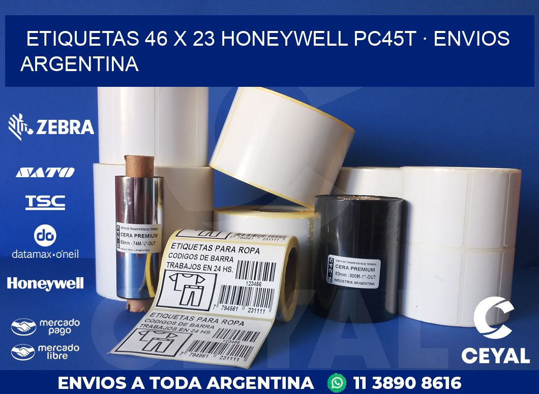 ETIQUETAS 46 x 23 HONEYWELL PC45T · ENVIOS ARGENTINA
