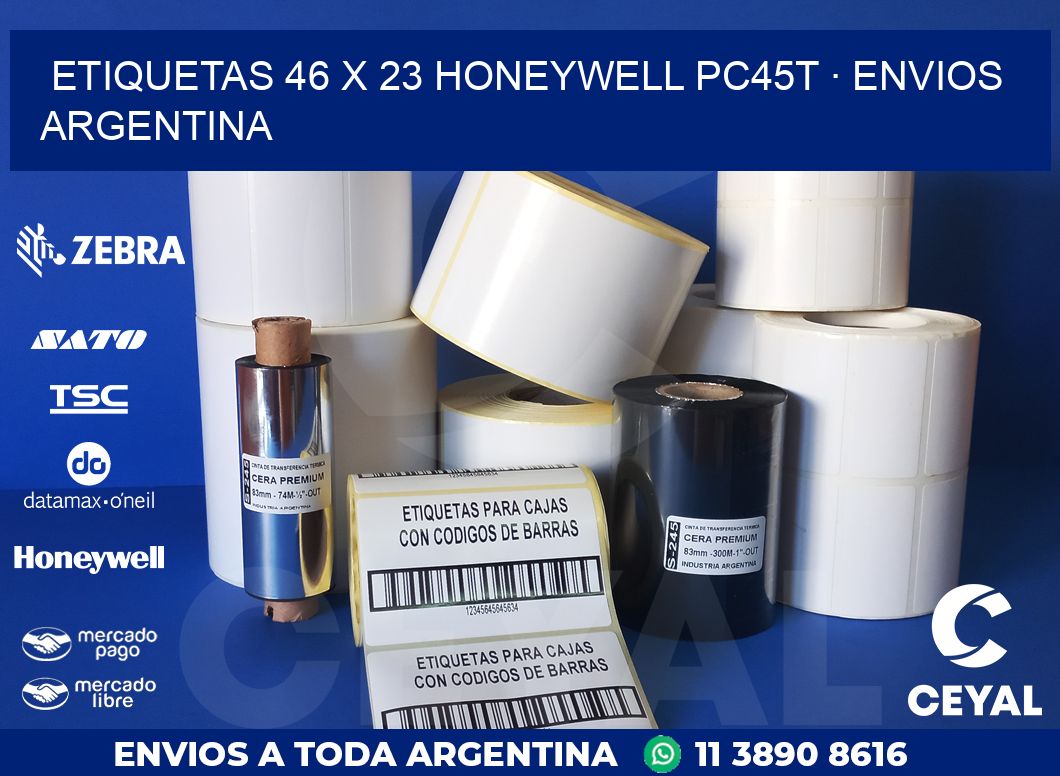 ETIQUETAS 46 x 23 HONEYWELL PC45T · ENVIOS ARGENTINA