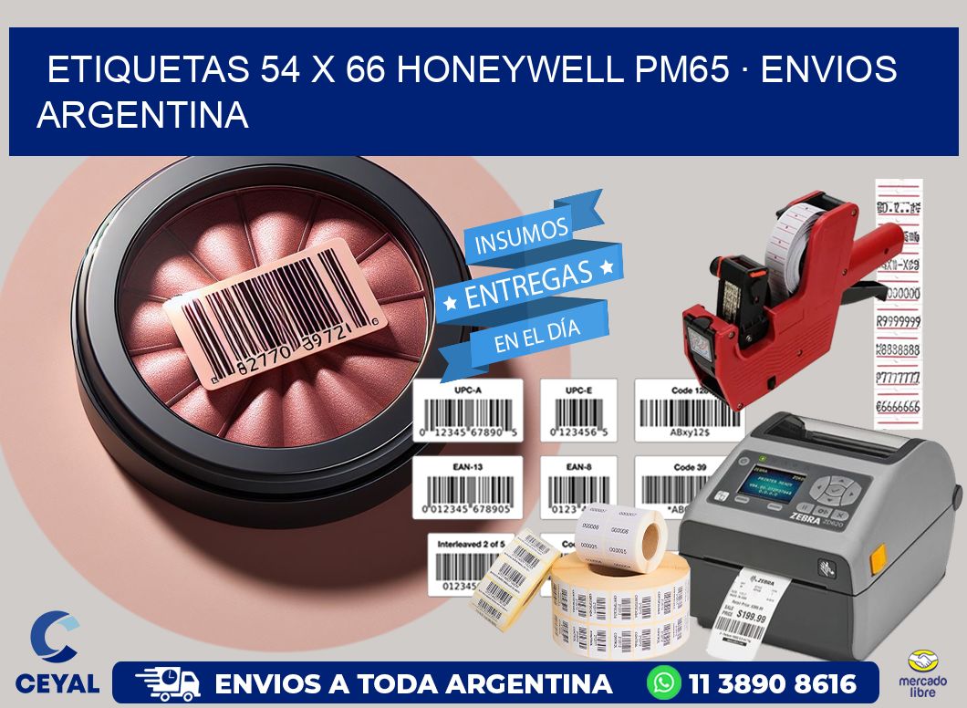 ETIQUETAS 54 x 66 HONEYWELL PM65 · ENVIOS ARGENTINA