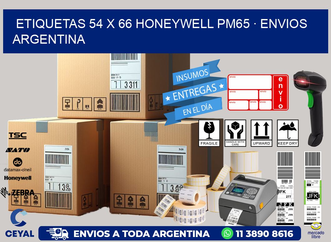 ETIQUETAS 54 x 66 HONEYWELL PM65 · ENVIOS ARGENTINA