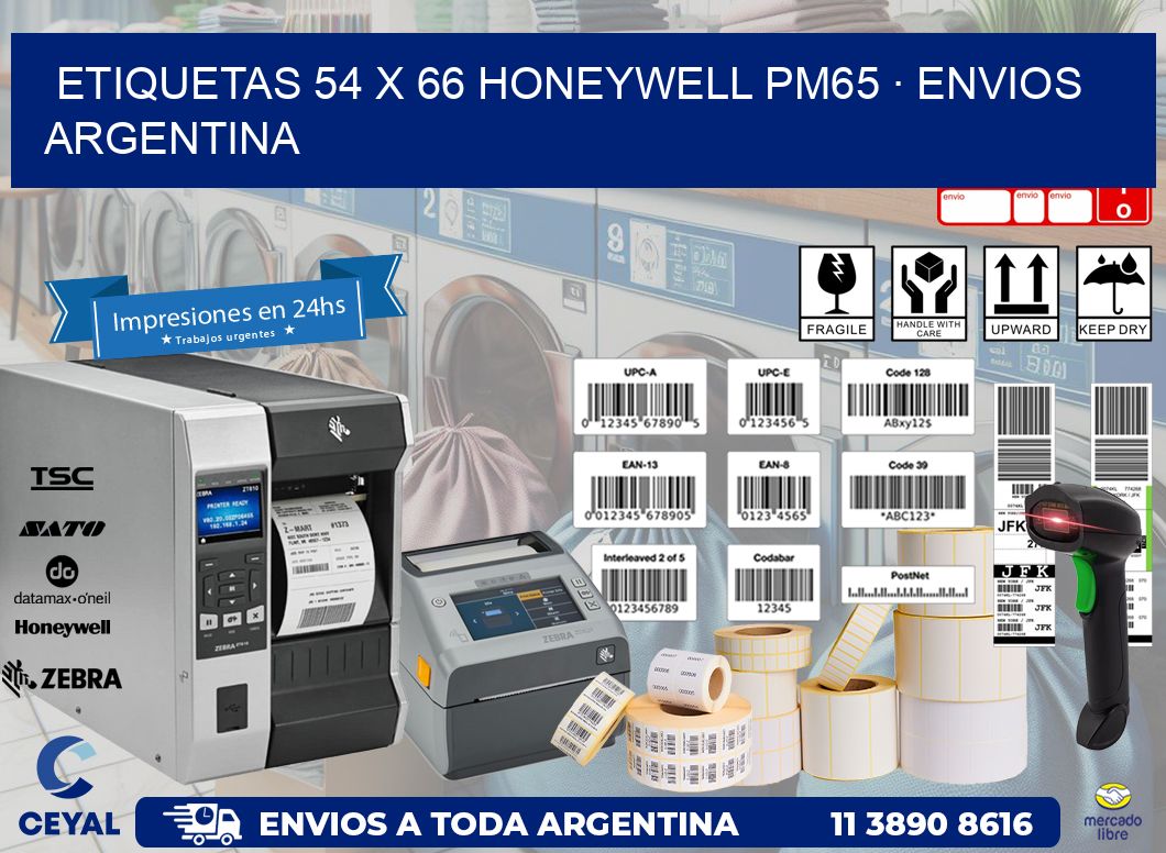 ETIQUETAS 54 x 66 HONEYWELL PM65 · ENVIOS ARGENTINA