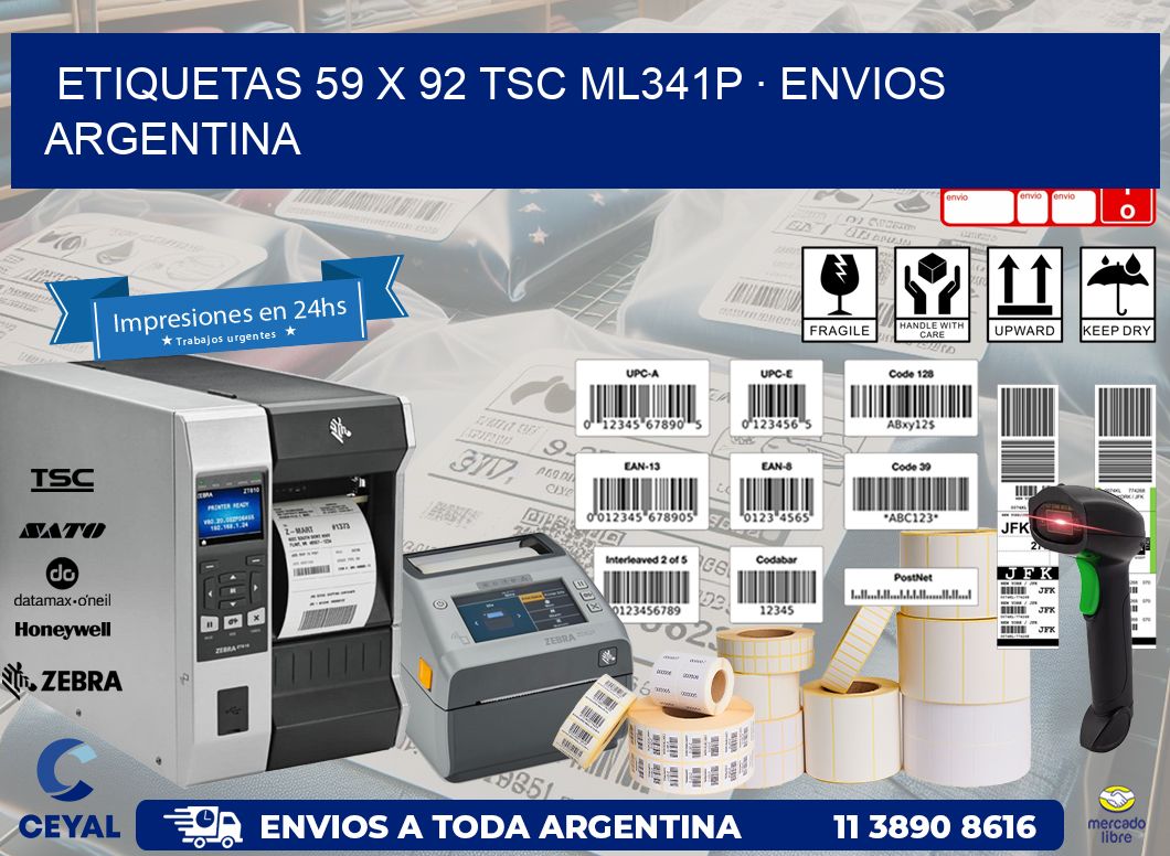 ETIQUETAS 59 x 92 TSC ML341P · ENVIOS ARGENTINA