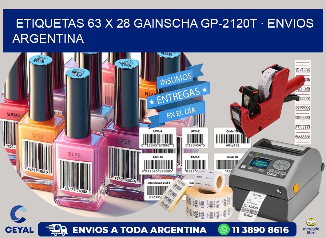 ETIQUETAS 63 x 28 GAINSCHA GP-2120T · ENVIOS ARGENTINA