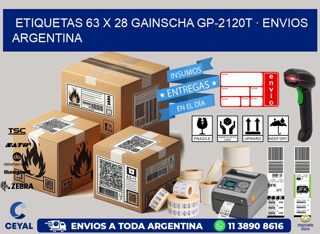 ETIQUETAS 63 x 28 GAINSCHA GP-2120T · ENVIOS ARGENTINA