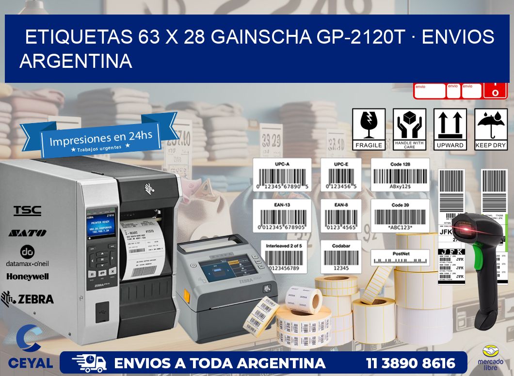 ETIQUETAS 63 x 28 GAINSCHA GP-2120T · ENVIOS ARGENTINA