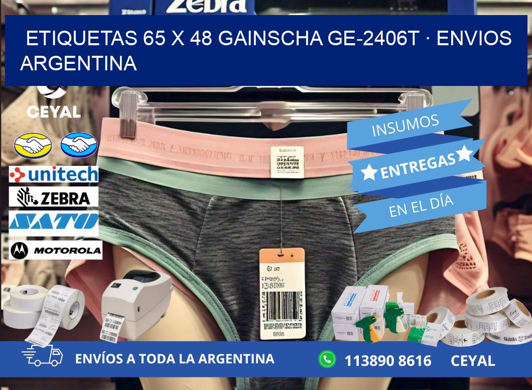 ETIQUETAS 65 x 48 GAINSCHA GE-2406T · ENVIOS ARGENTINA