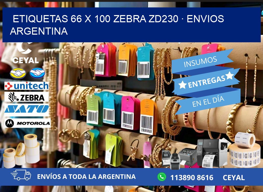 ETIQUETAS 66 x 100 ZEBRA ZD230 · ENVIOS ARGENTINA