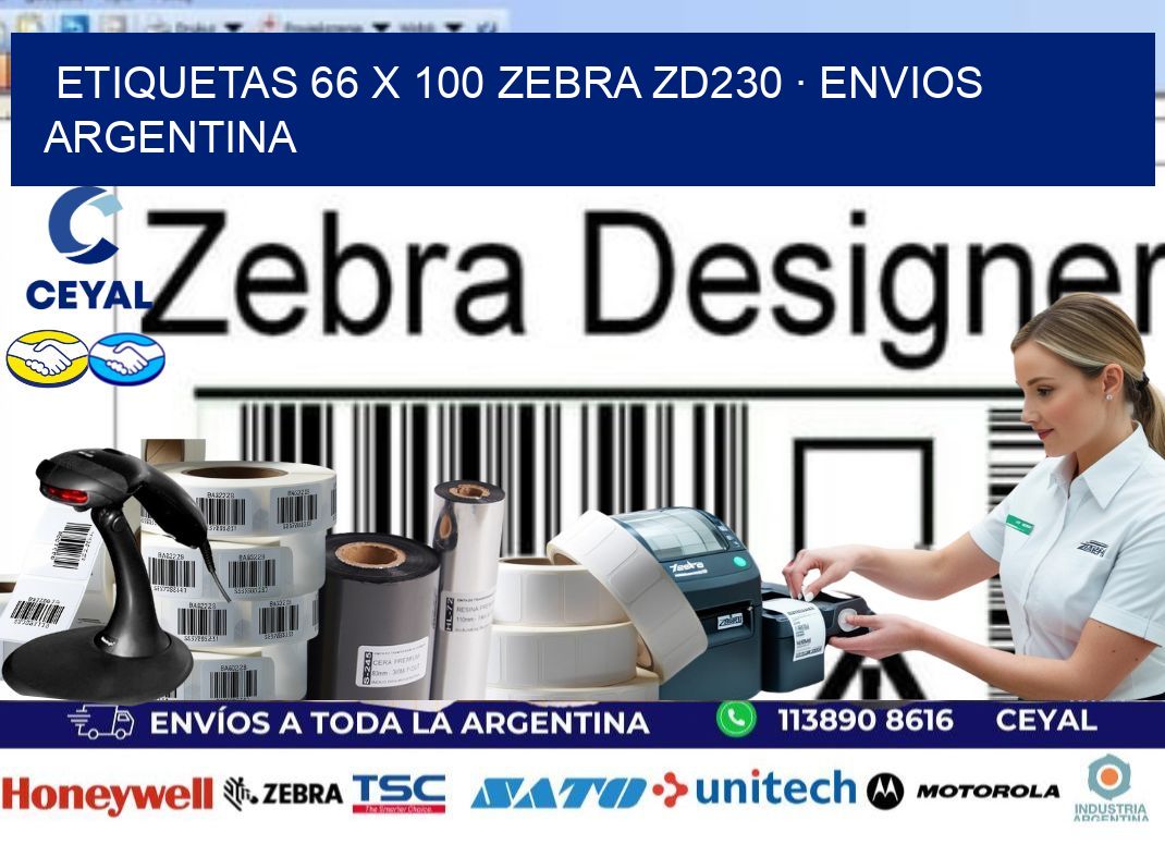 ETIQUETAS 66 x 100 ZEBRA ZD230 · ENVIOS ARGENTINA
