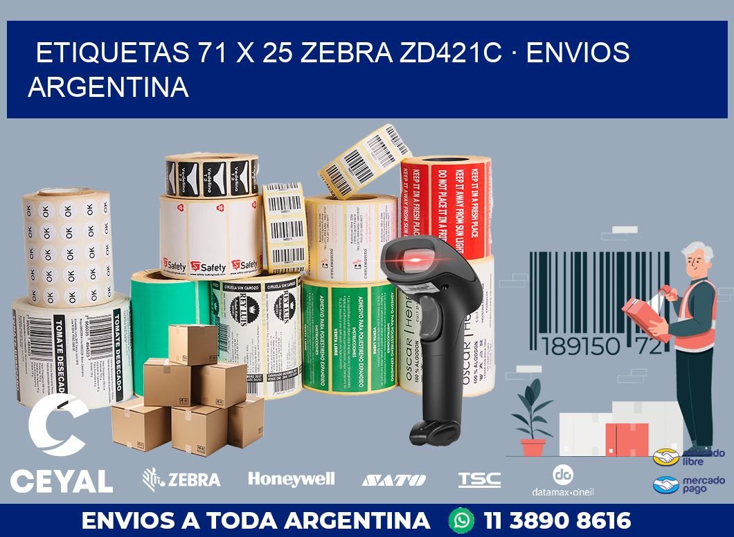 ETIQUETAS 71 x 25 ZEBRA ZD421C · ENVIOS ARGENTINA