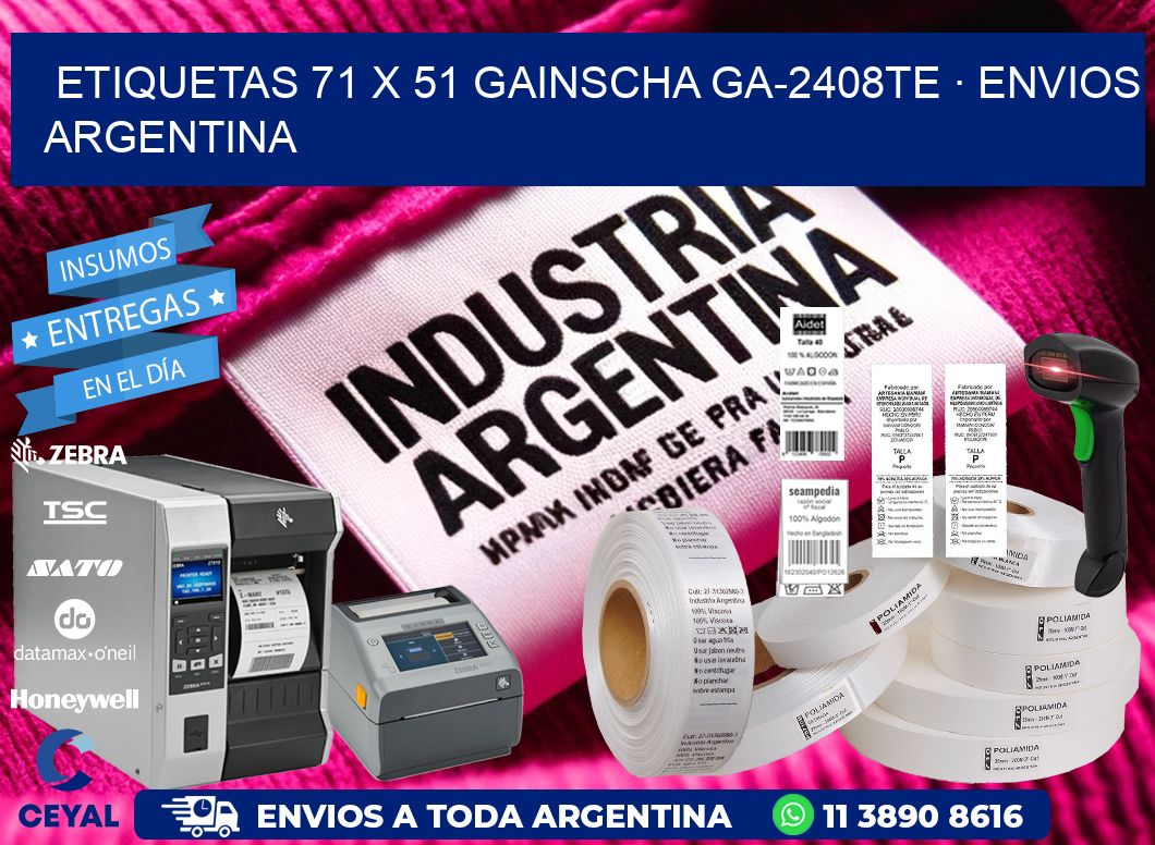 ETIQUETAS 71 x 51 GAINSCHA GA-2408TE · ENVIOS ARGENTINA