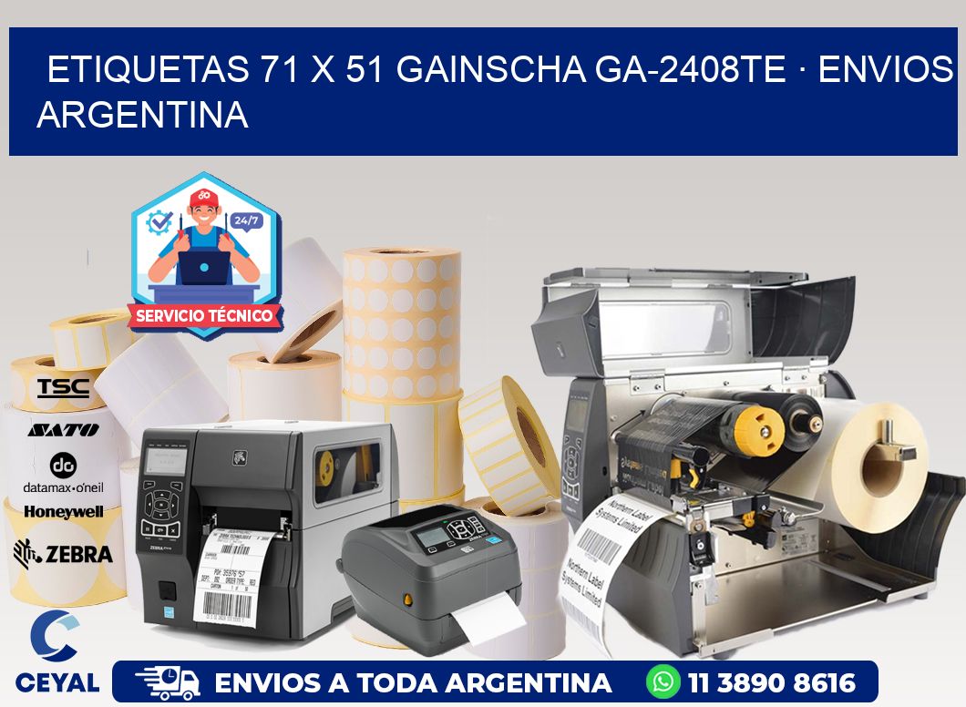 ETIQUETAS 71 x 51 GAINSCHA GA-2408TE · ENVIOS ARGENTINA
