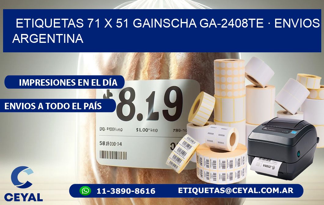 ETIQUETAS 71 x 51 GAINSCHA GA-2408TE · ENVIOS ARGENTINA