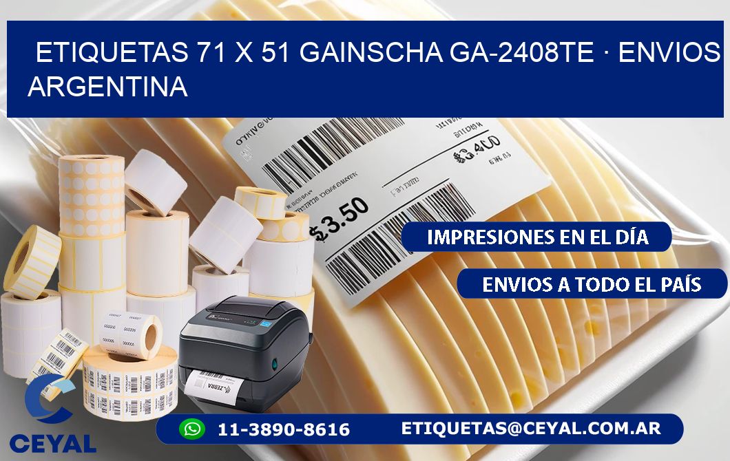 ETIQUETAS 71 x 51 GAINSCHA GA-2408TE · ENVIOS ARGENTINA
