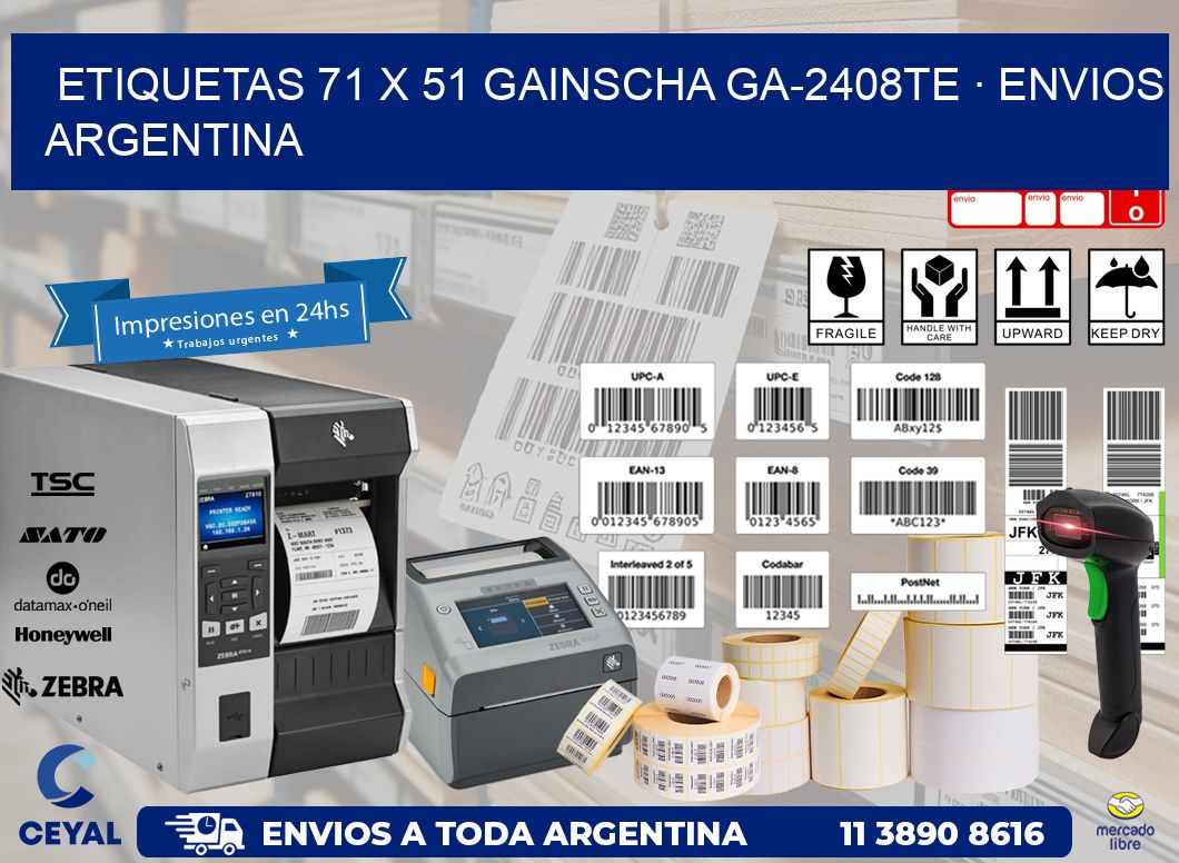 ETIQUETAS 71 x 51 GAINSCHA GA-2408TE · ENVIOS ARGENTINA
