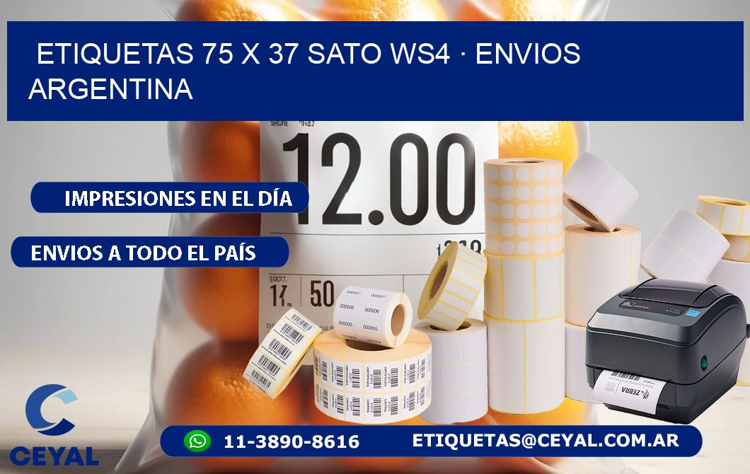 ETIQUETAS 75 x 37 SATO WS4 · ENVIOS ARGENTINA