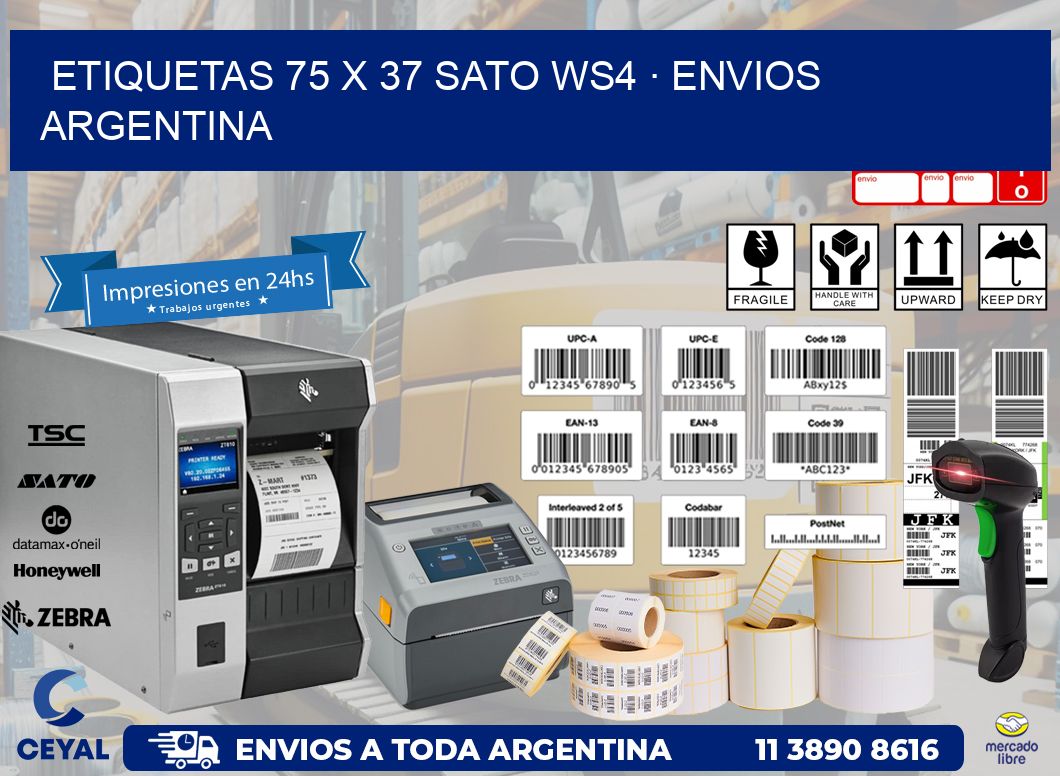 ETIQUETAS 75 x 37 SATO WS4 · ENVIOS ARGENTINA