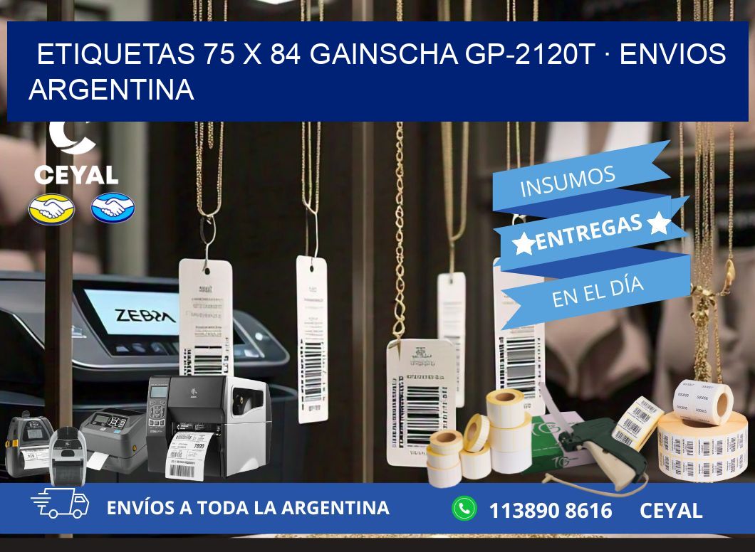 ETIQUETAS 75 x 84 GAINSCHA GP-2120T · ENVIOS ARGENTINA