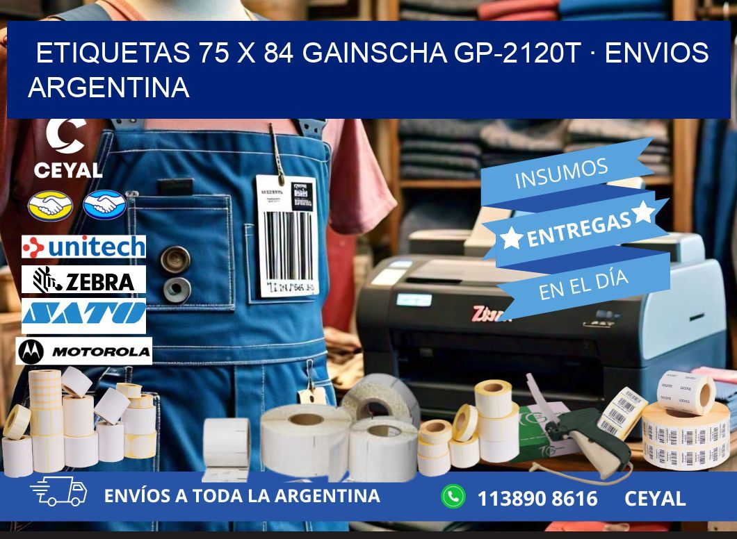ETIQUETAS 75 x 84 GAINSCHA GP-2120T · ENVIOS ARGENTINA