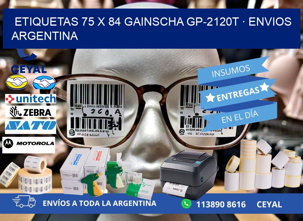 ETIQUETAS 75 x 84 GAINSCHA GP-2120T · ENVIOS ARGENTINA