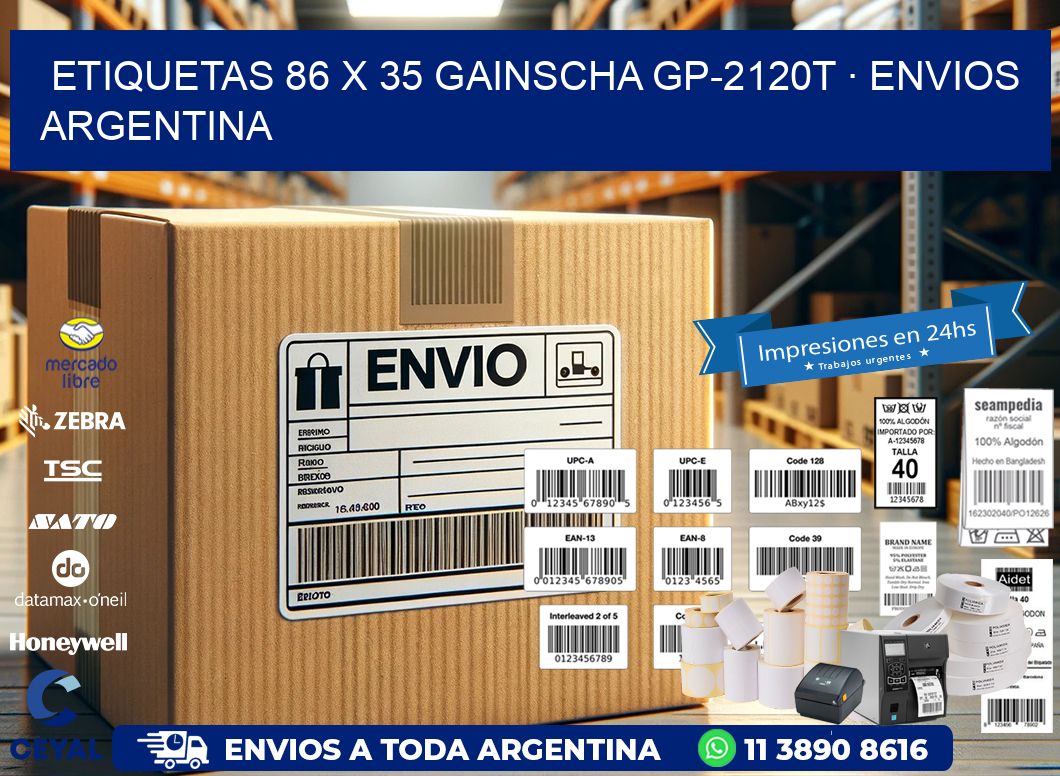 ETIQUETAS 86 x 35 GAINSCHA GP-2120T · ENVIOS ARGENTINA
