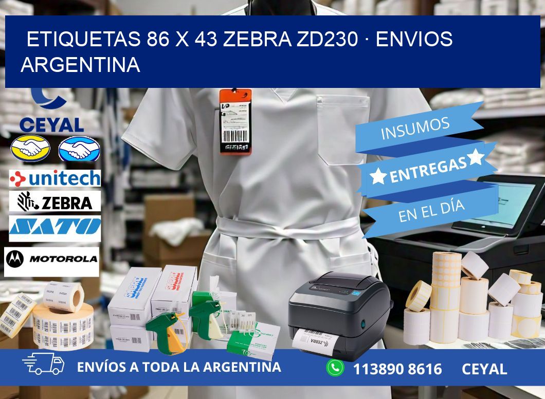 ETIQUETAS 86 x 43 ZEBRA ZD230 · ENVIOS ARGENTINA