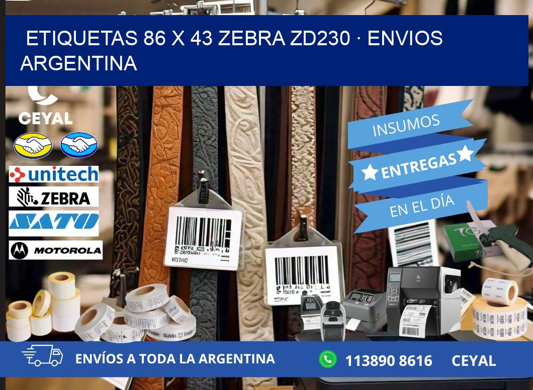 ETIQUETAS 86 x 43 ZEBRA ZD230 · ENVIOS ARGENTINA