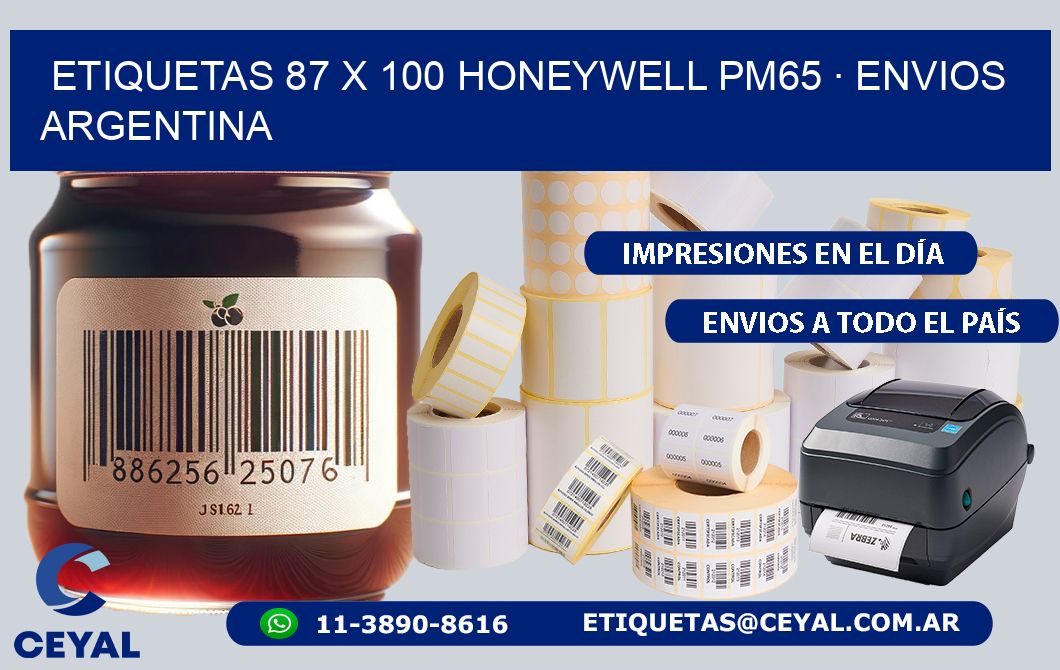 ETIQUETAS 87 x 100 HONEYWELL PM65 · ENVIOS ARGENTINA