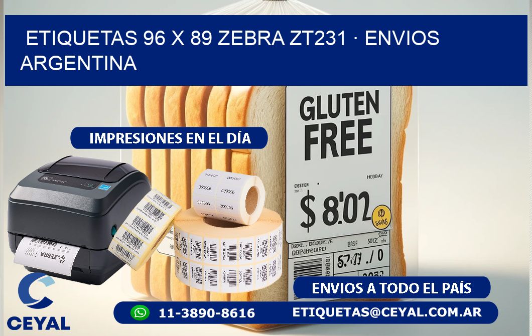 ETIQUETAS 96 x 89 ZEBRA ZT231 · ENVIOS ARGENTINA