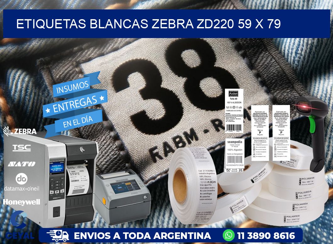 ETIQUETAS BLANCAS ZEBRA ZD220 59 x 79