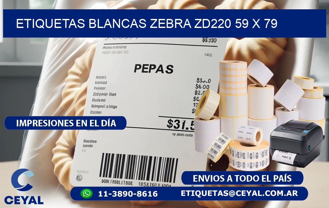 ETIQUETAS BLANCAS ZEBRA ZD220 59 x 79