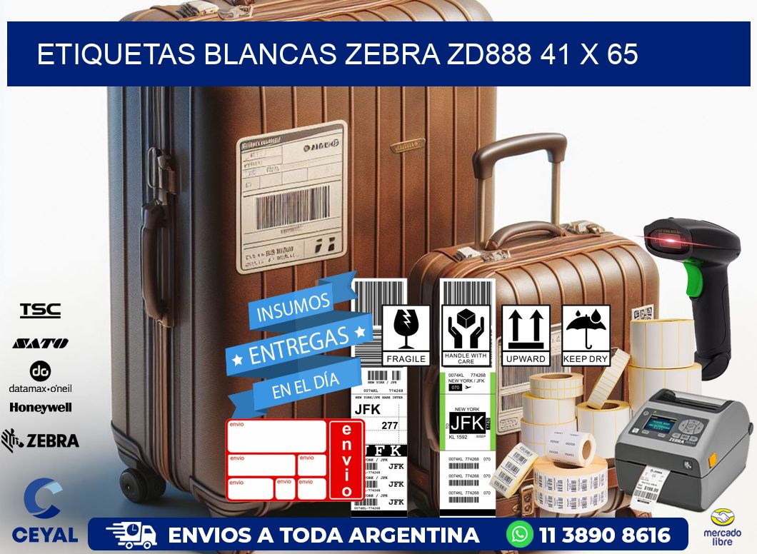ETIQUETAS BLANCAS ZEBRA ZD888 41 x 65