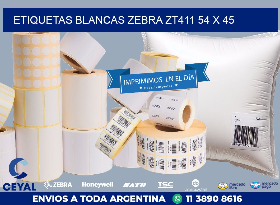 ETIQUETAS BLANCAS ZEBRA ZT411 54 x 45