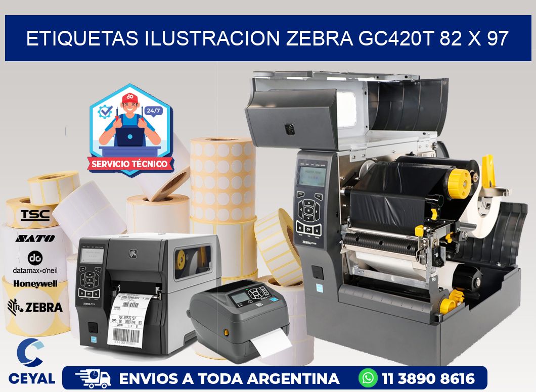 ETIQUETAS ILUSTRACION ZEBRA GC420T 82 x 97
