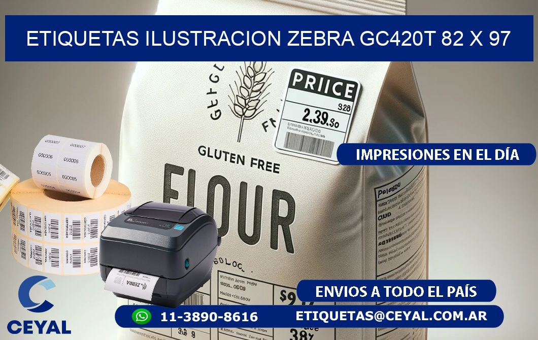 ETIQUETAS ILUSTRACION ZEBRA GC420T 82 x 97