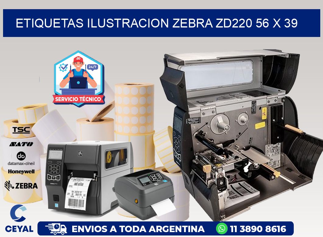 ETIQUETAS ILUSTRACION ZEBRA ZD220 56 x 39