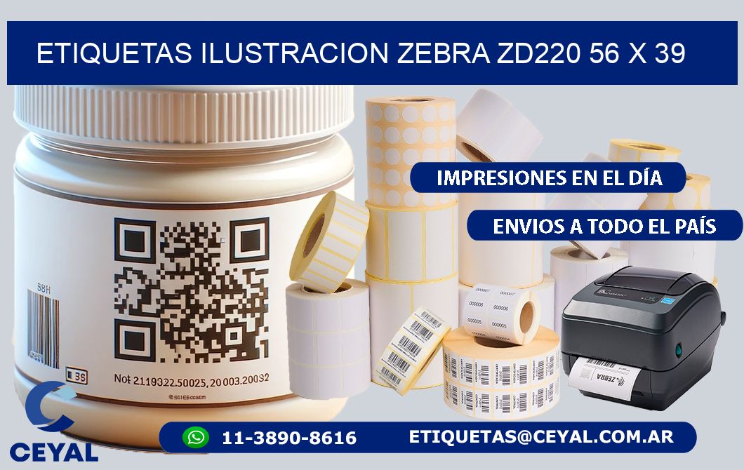 ETIQUETAS ILUSTRACION ZEBRA ZD220 56 x 39