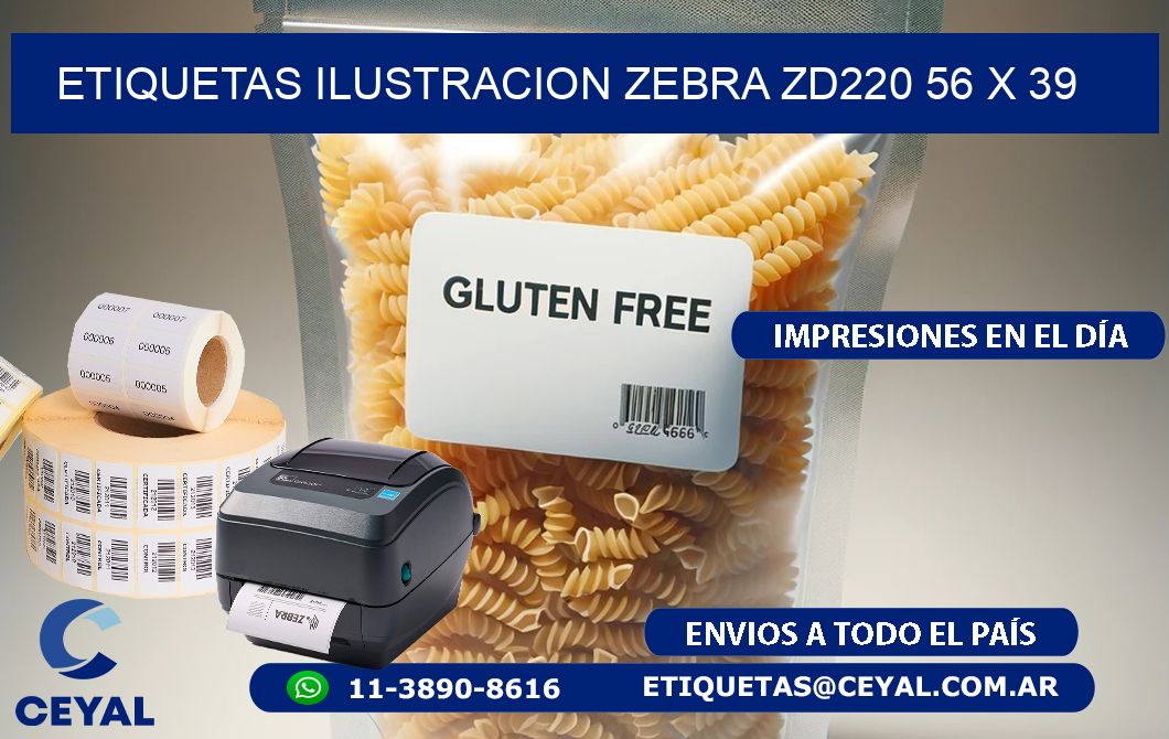 ETIQUETAS ILUSTRACION ZEBRA ZD220 56 x 39