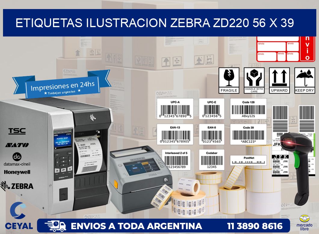 ETIQUETAS ILUSTRACION ZEBRA ZD220 56 x 39